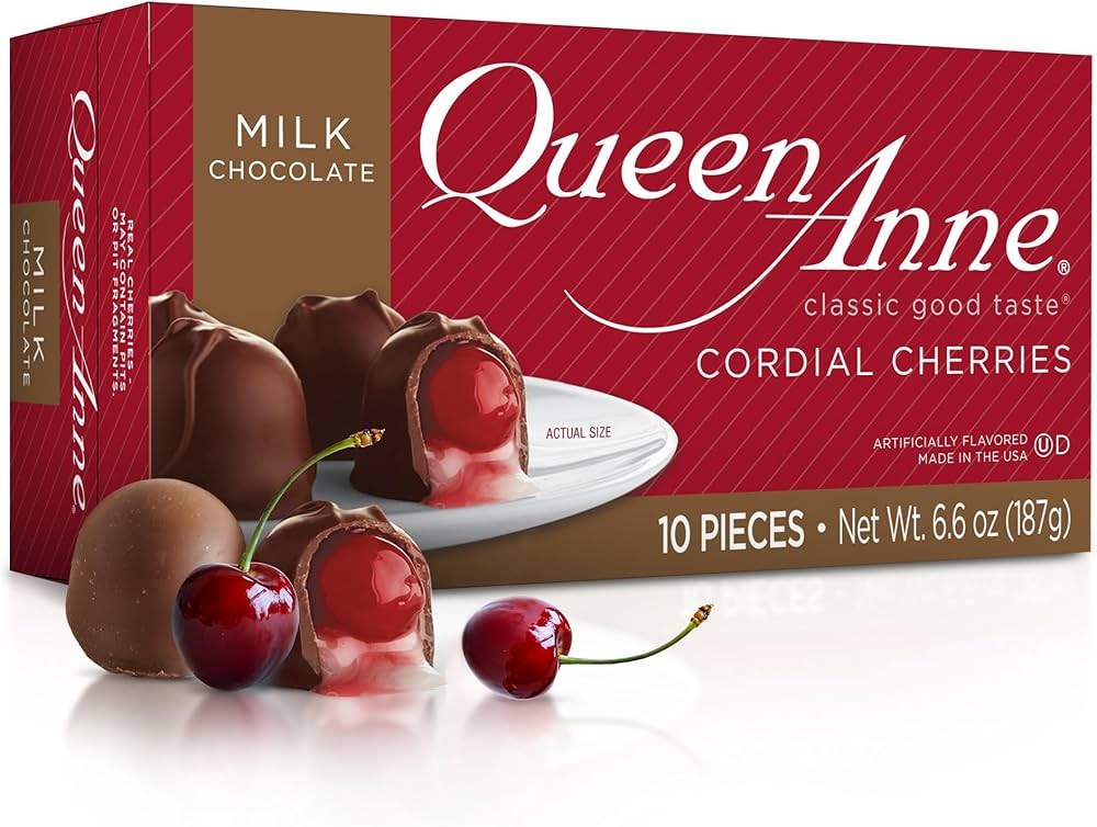 Queen Anne Chocolate Cordial Cherries Milk Chocolate 10 pieces BB MAY 25