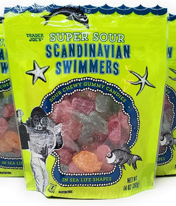 Trader Joes Super Sour Scandinavian Swimmers gummy candy 14oz/397g
