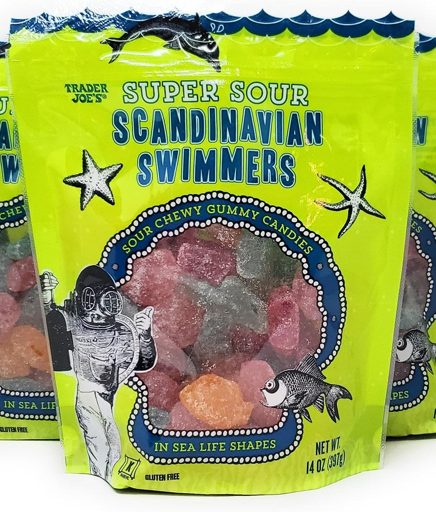 Trader Joes Super Sour Scandinavian Swimmers gummy candy 14oz/397g