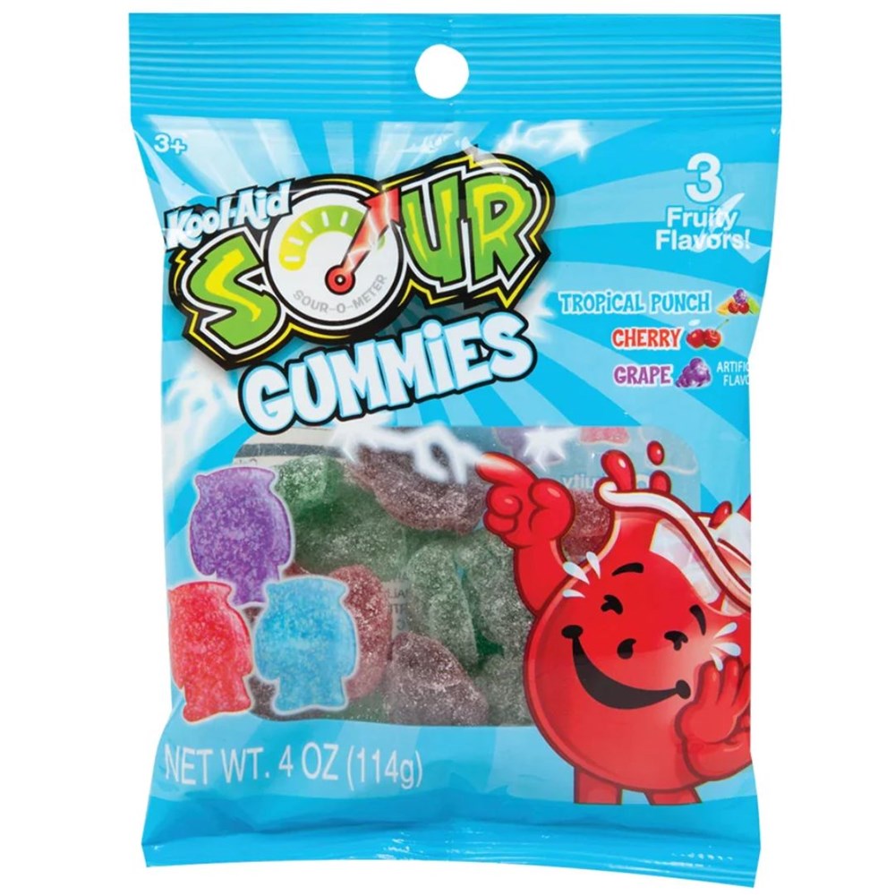 Kool Aid Gummies Sour 3 flavors 4oz/114g