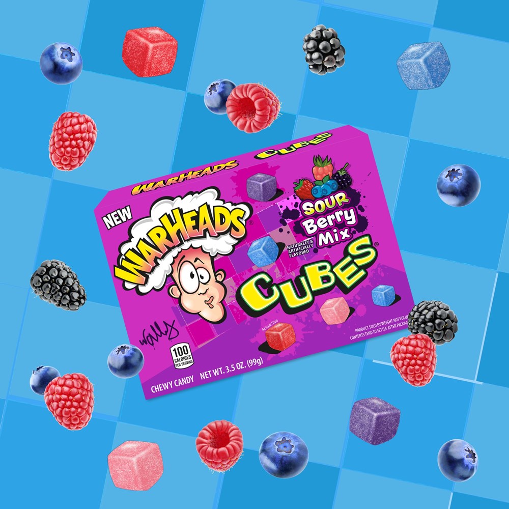 Warheads Chewy Cubes Sour Berry Mix TBX 3.5oz/99g