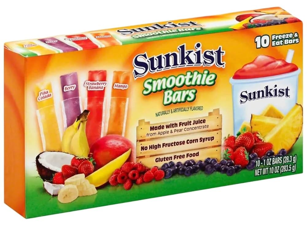 Sunkist Smoothie Bars 10pk 10oz/283.5g Freezer Pops