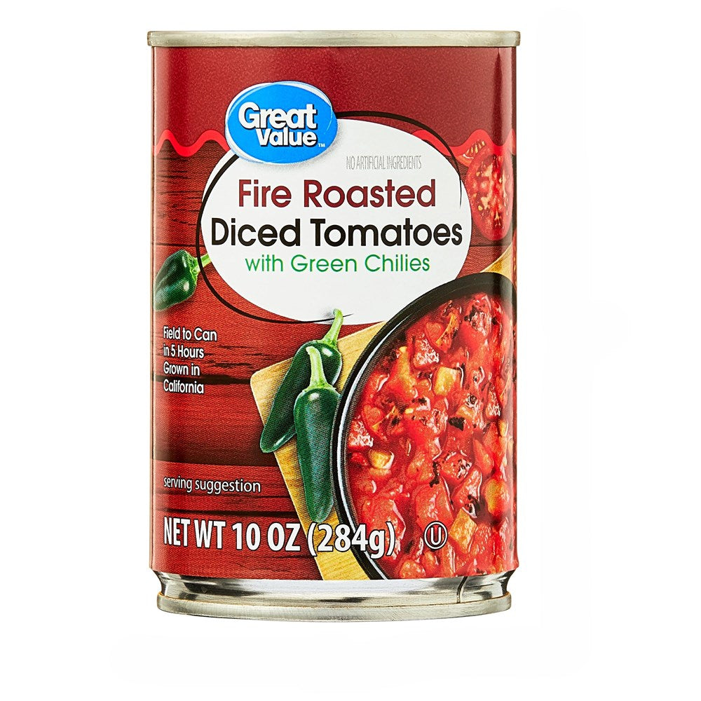 Great Value Fire Roasted Diced Tomatoes with Green Chilies 10oz