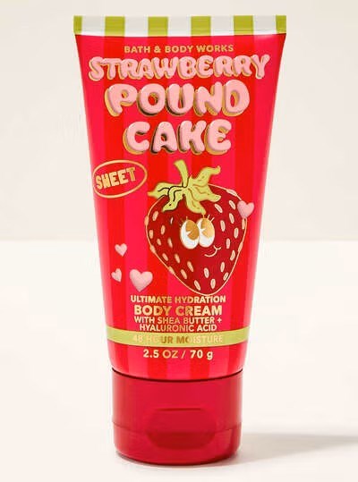 B&BW Body Cream Travel Strawberry Pound Cake by Bath & Body Works 2.5oz/70g