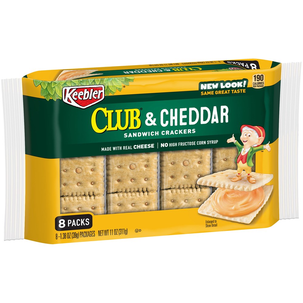Keebler Sandwich Crackers Club & Cheddar 8 Pack 11oz/311g