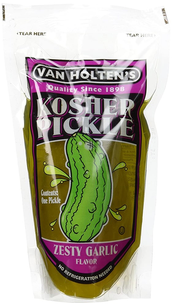 Van Holtens Pickle In A Pouch Kosher Zesty Garlic Each (Best By 26 Jul 2025)