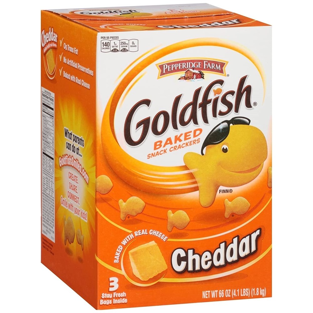 Goldfish Snack Crackers Cheddar 3 Stay Fresh Bags 66oz/1.8kg