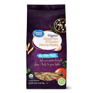 Great Value Gluten Free Organic Brown Rice & Quinoa Penne Pasta 16oz/454g