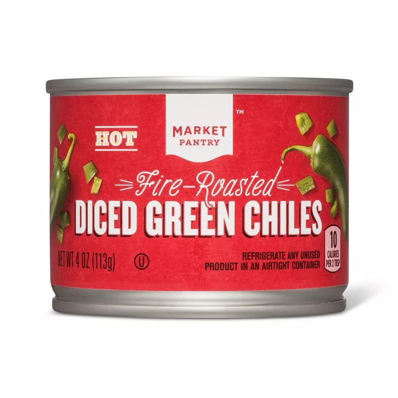 Market Pantry Fire Roasted Diced Green Chiles Hot 4oz/113g