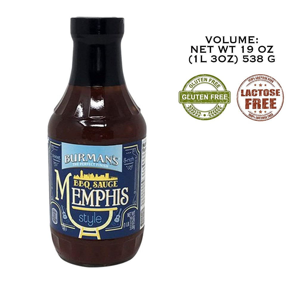 Burmans BBQ Sauce Memphis Style - Sweet & Rich 19oz/538g  (Best By Dec 2024) (Best By Dec 2024)