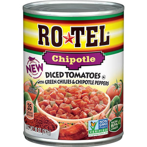 Rotel Diced Tomatoes with Green Chilies & Chipotle 10oz/283g Best By April 25
