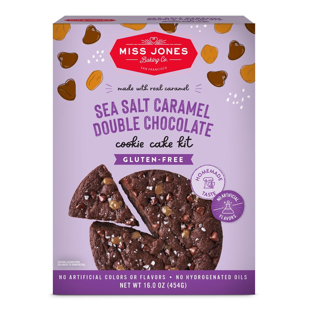 Miss Jones Gluten Free Sea Salt Caramel Double Chocolate Cookie Cake Mix Kit 16oz/454g (Best by Dec 2025)