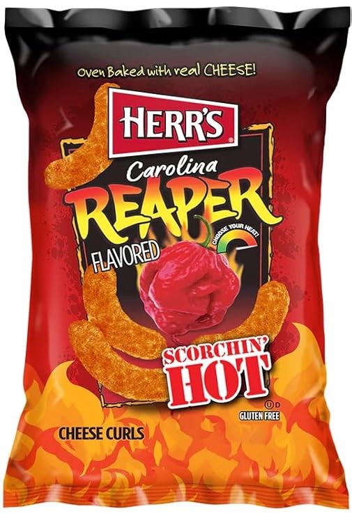 Herrs Cheese Curls Carolina Reaper Flavored Hot 1.25oz/35g (Best by Jan 2025)