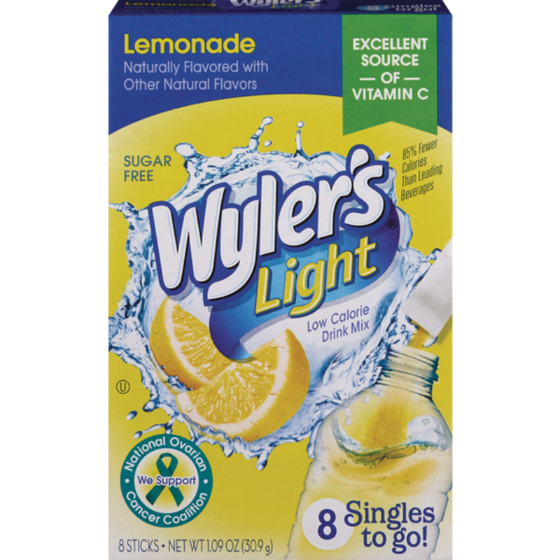 Wylers Light Drink Mix Lemonade SF 8 Singles 1.09oz/30.9g