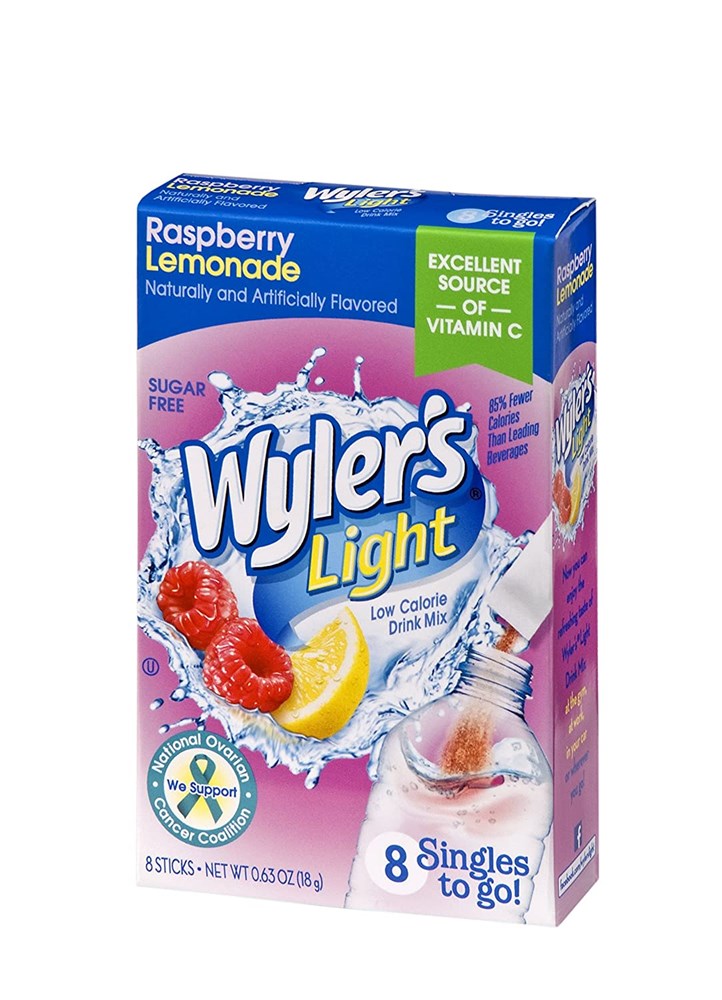 Wylers Light Drink Mix Raspberry Lemonade 8 Singles 0.63oz/18g
