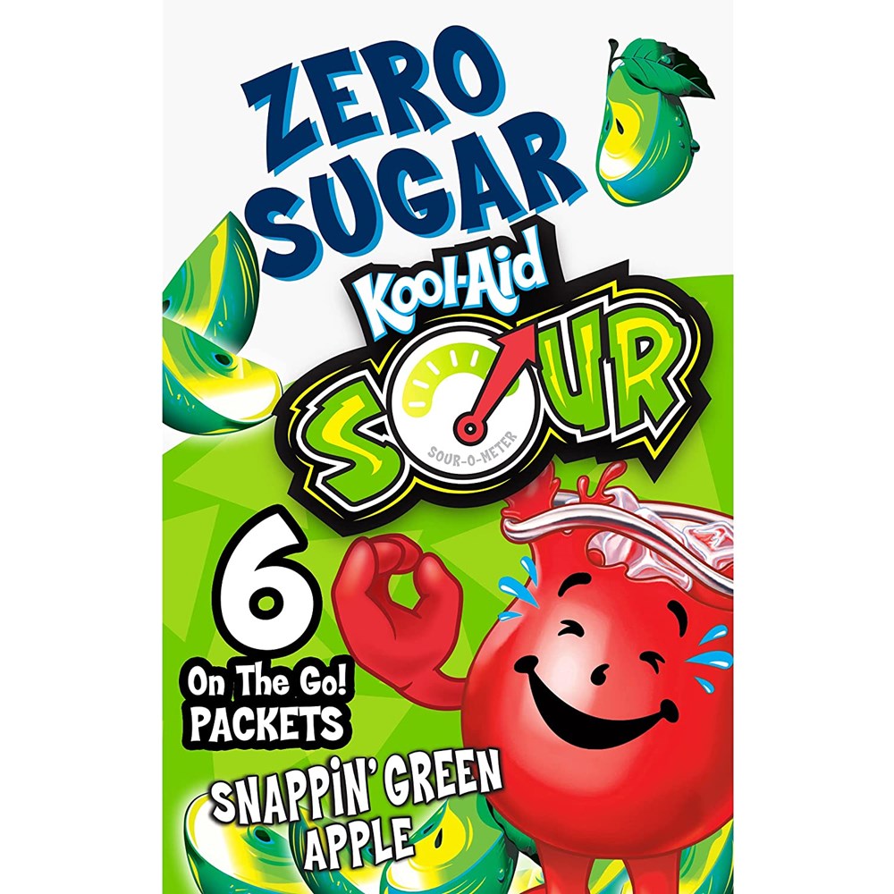 Kool Aid Sour Zero Sugar Snappin Green Apple On the Go Mix 6pk STG 0.68oz/19.5g