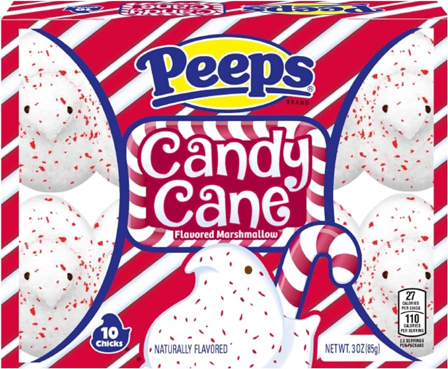Peeps Marshmallow Chicks Candy Cane flavor 10pk 3oz/85g