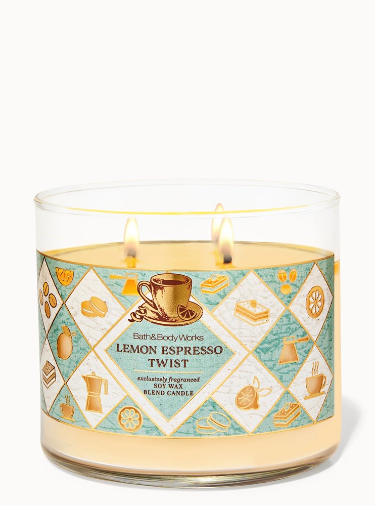 B&BW Scented 3 Wick Candle Lemon Espresso Twist 14.5oz/411g