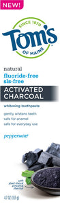 Toms Activated Charcoal Peppermint Toothpaste 4.7oz/133g (Best By Sept 2023)