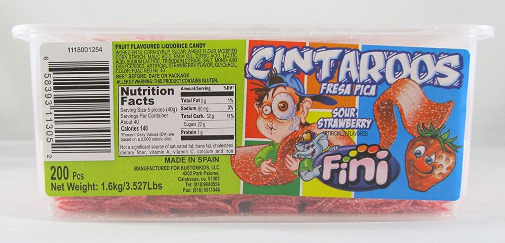 Fini Cintaroos Strawberry Sour Strip Candy 10 pack