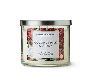 Huntington Home Coconut Milk & Peony Soy Blend Scented 3 Wick Candle
