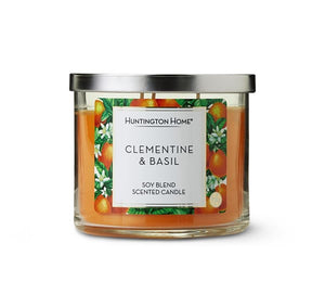 Huntington Home Clementine & Basil Soy Blend Scented 3 Wick Candle
