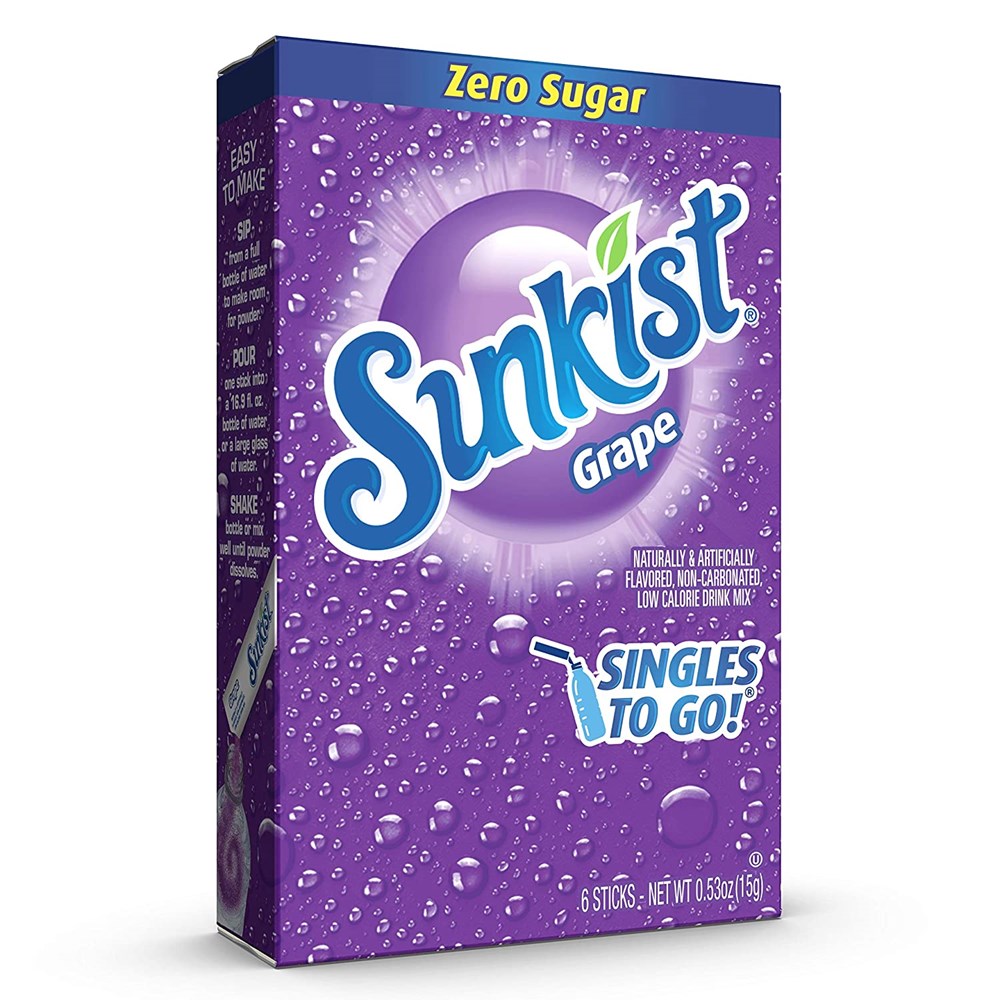 Sunkist Grape Singles to Go Drink Mix 6pk 0.53oz/15g