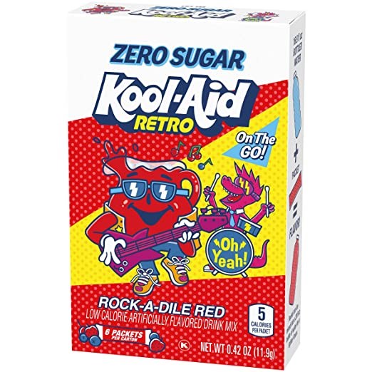 Kool Aid Retro Zero Sugar Rock-A-Dile Red On the Go Mix 6pk STG 0.42oz/11.9g