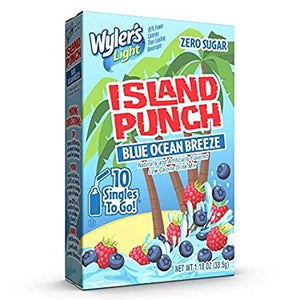 Wylers Island Punch Blue Ocean Breeze Mix Zero 10 Singles to go 1.18oz/33.5g