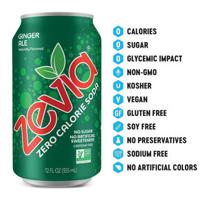 Zevia Zero Calorie Soda Ginger Ale 12floz/355ml