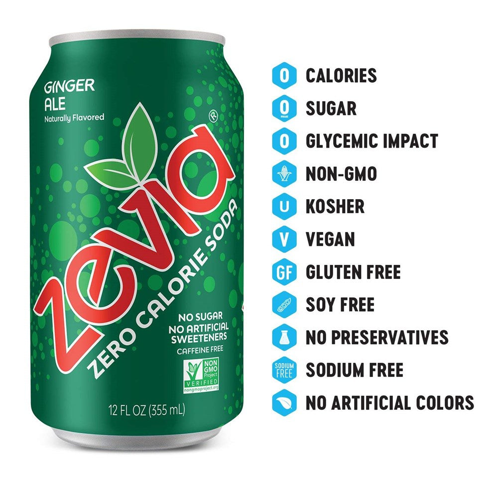 Zevia Zero Calorie Soda Ginger Ale 12floz/355ml