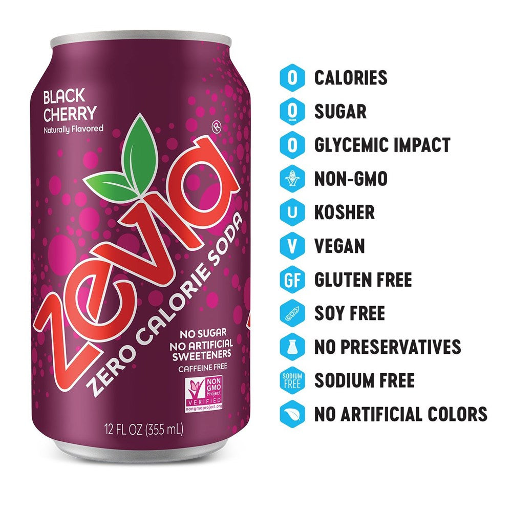 Zevia Zero Calorie Soda Black Cherry 12floz/355ml