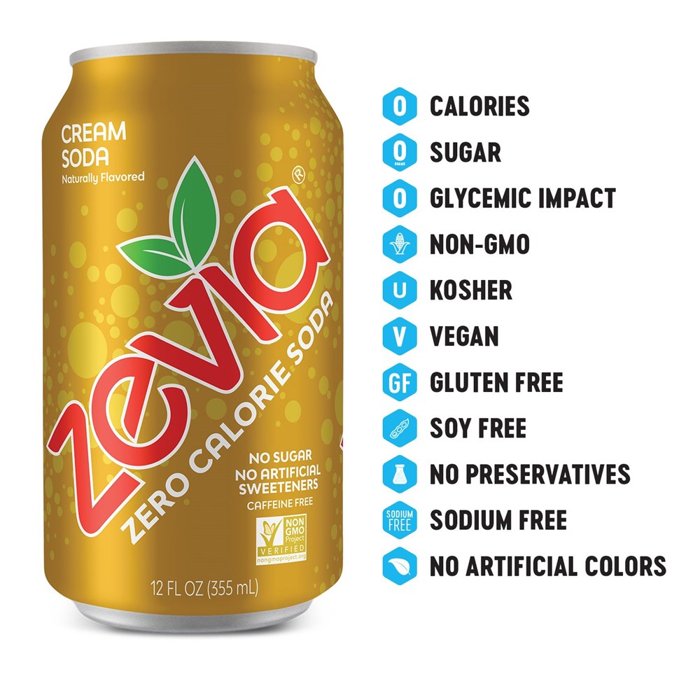 Zevia Zero Calorie Soda Cream Soda 12floz/355ml
