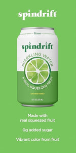 Spindrift Sparkling Water Lime Unsweetened 12floz/355ml