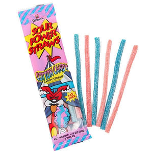 Sour Power Straws Cotton Candy 1.75oz/50g