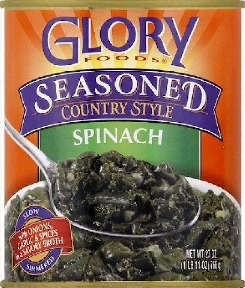 Glory Foods Spinach Southern Style 27oz (Best by March 2025)