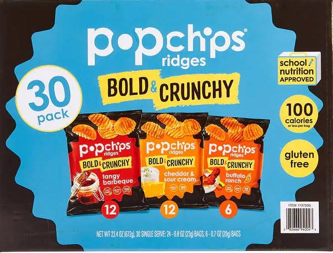 PoPchips Potato Ridges Variety 30 pack 0.7oz/20g