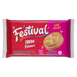 Festival Fresa Strawberry Creme Filled Cookies 12pk  (Best By June 2024)
