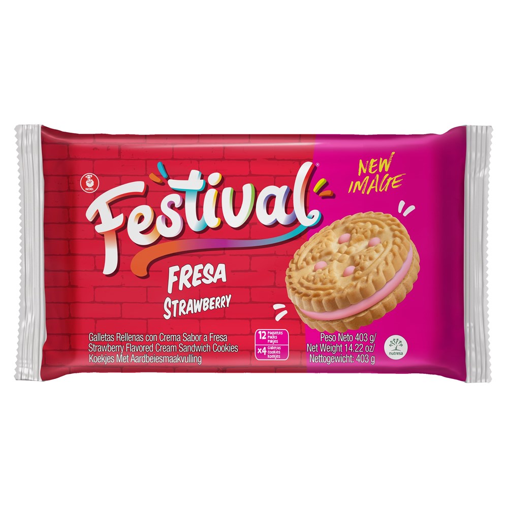 Festival Fresa Strawberry Creme Filled Cookies 12pk  (Best By June 2024)