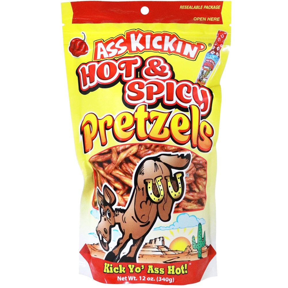 Ass Kickin Pretzels Hot & Spicy 12oz/340g (Best By Jun 2025)