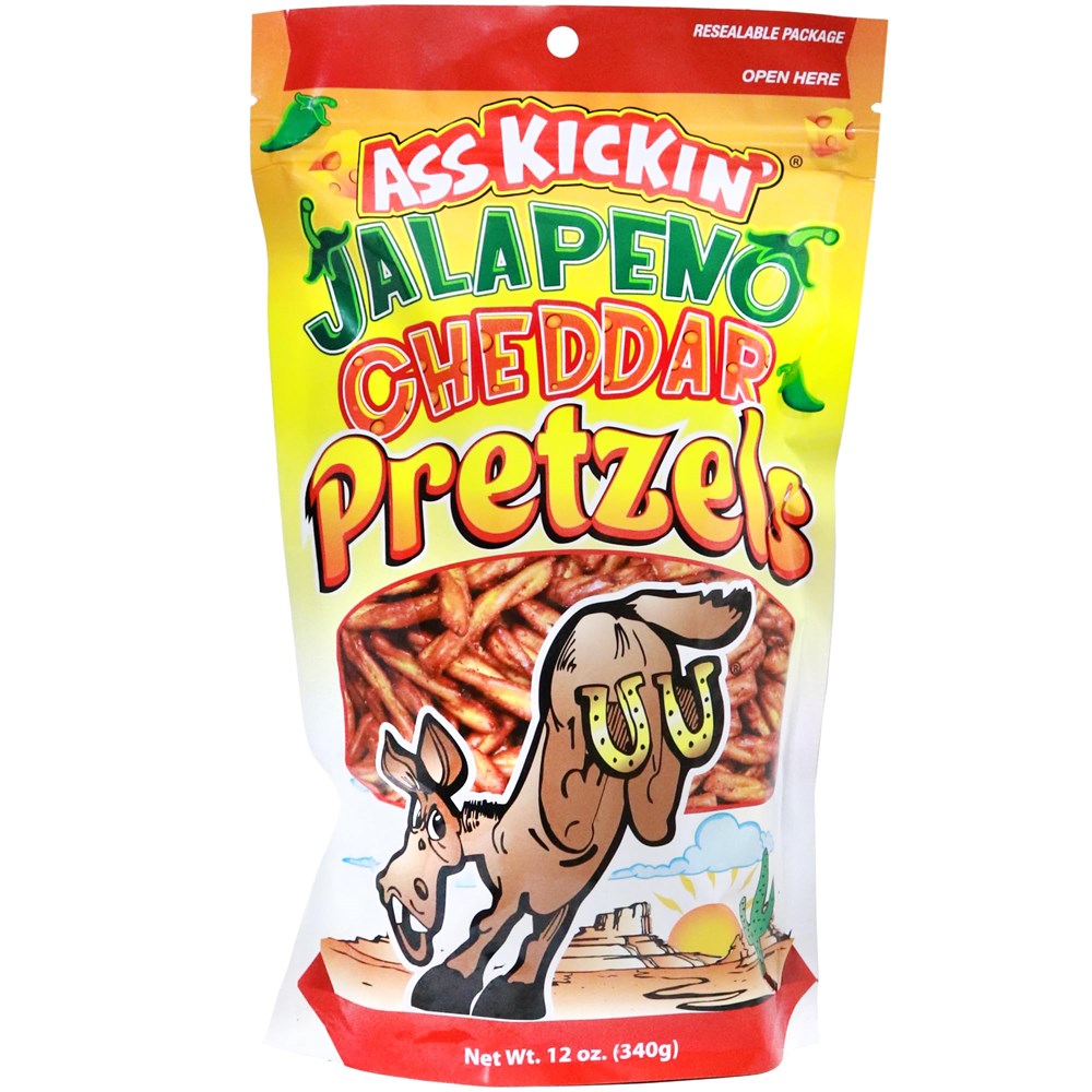 Ass Kickin Pretzels Jalapeno Cheddar 12oz/340g (Best By Jun 2025)