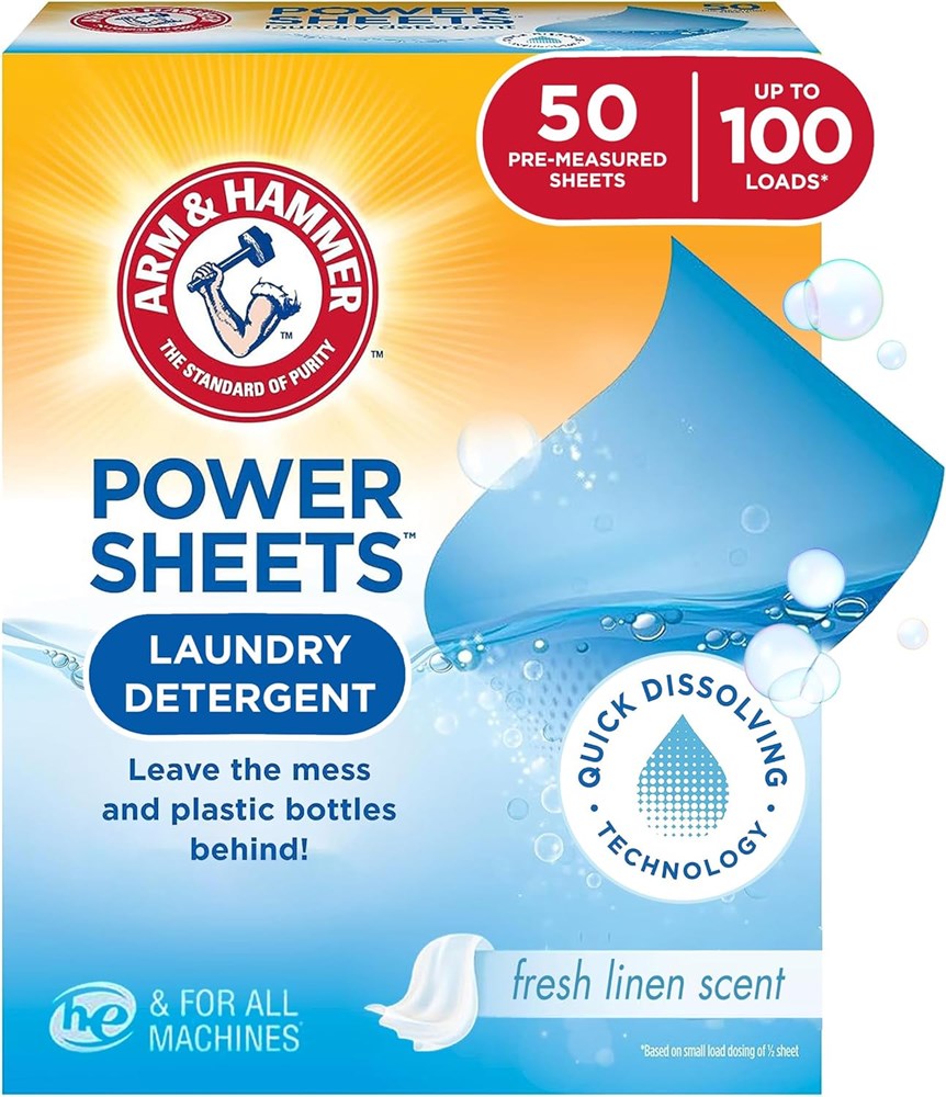 Arm & Hammer Power Sheets Laundry Detergent Fresh Linen 50ct