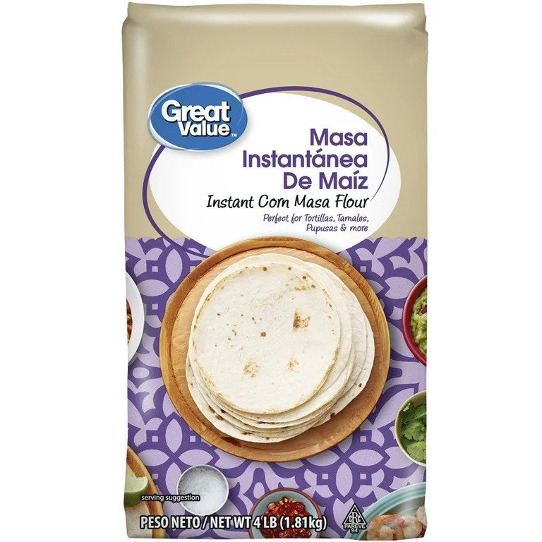 Great Value Instant Corn Masa Flour 4lb/1.8kg