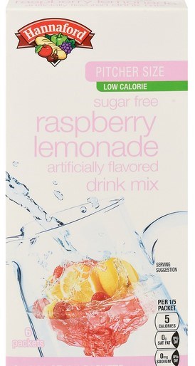 Hannaford Singles SF Raspberry Lemonade mix 6pk Canister STG 2oz/55.8g