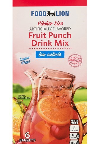 Food Lion Singles SF Fruit Punch mix 6pk Canister STG 2.1oz/60g