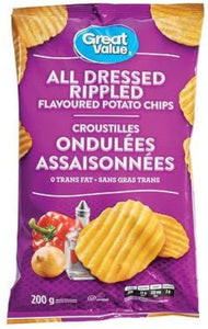 Great Value Potato Chips All Dressed Rippled 200g