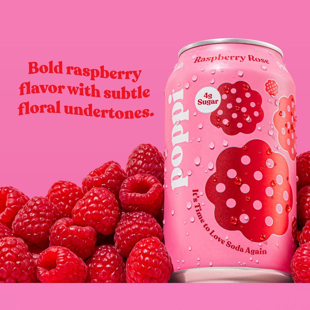 Poppi Prebiotic Soda Raspberry Rose 12floz/355ml