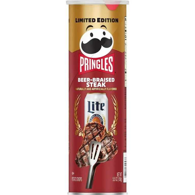 Pringles Beer Braised Steak Limited Edition 5.5oz/158g Best By June 2026