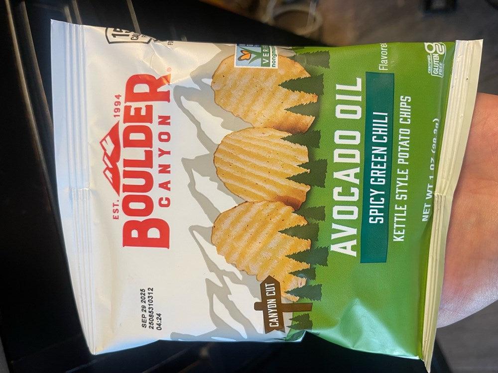 Boulder Avocado Oil Sea Spicy Green Chili Chips 1oz/28.3g (Best by 29 Sep 2025)