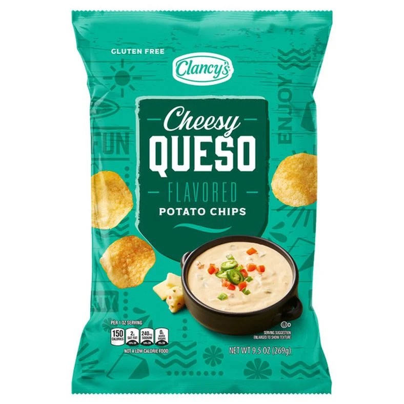 Clancys Cheesy Queso Potato Chips 9.5oz/269.3g (Best by Jul 2025)